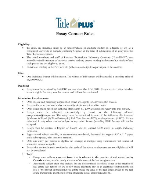 canadian essay contests 2010