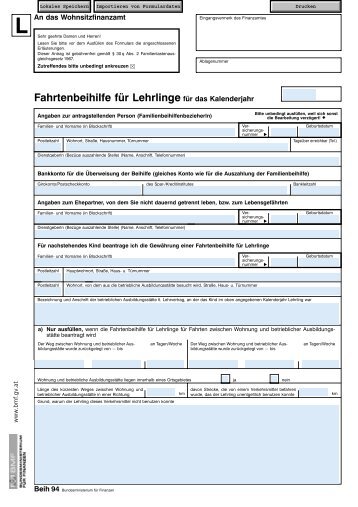 Beih 94- Fahrtenbeihilfe für Lehrlinge - (Formular) - Fehring