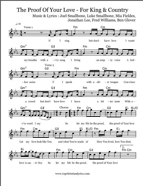 The Proof Of Your Love A A A For King Country Top Christian
