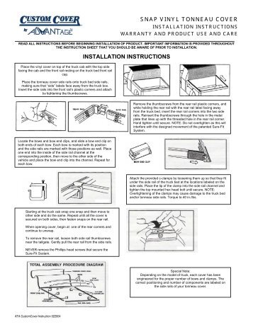 snap vinyl tonneau cover installation instructions - RealTruck.com