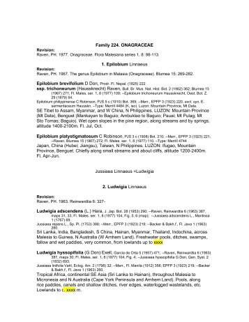 Family 224. ONAGRACEAE 1. Epilobium Linnaeus SE Tibet to ...
