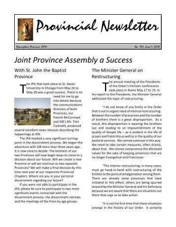 Provincial Newsletter - Holy Name Province