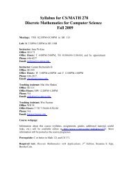 Syllabus for CS/MATH 278 Discrete Mathematics for Computer ...