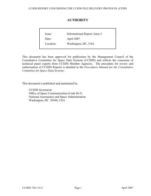 CCSDS File Delivery Protocol (CFDP)âPart 1: Introduction and ...