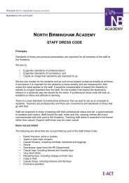 Staff Dress Code - North Birmingham Academy