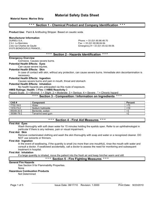 Marine Strip MSDS - Deks Olje