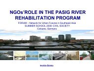 NGOs'ROLE IN THE PASIG RIVER REHABILITATION PROGRAM - Forum for ...