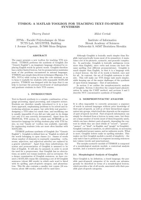 TTSBOX: A MATLAB TOOLBOX FOR TEACHING TEXT ... - TCTS Lab