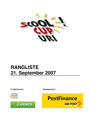 Rangliste sCOOL-Cup Uri 21.09.2007 - OLG KTV Altdorf