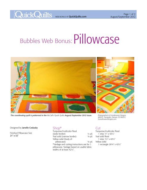 Download this FREE pillowcase pattern - McCalls Quilting