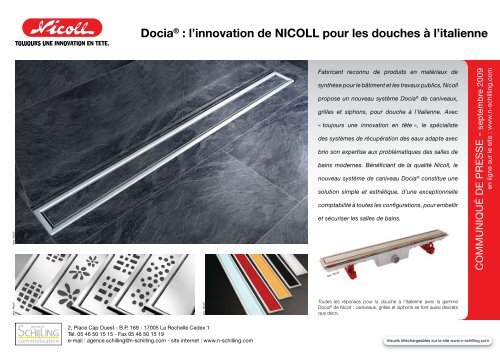 Douche italienne : caniveau design Docia de Nicoll