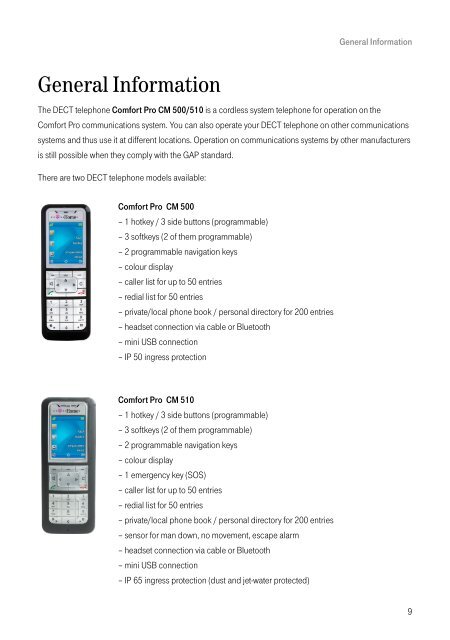 DECT Telephones Comfort Pro CM 500/510 (As of ... - Telekom