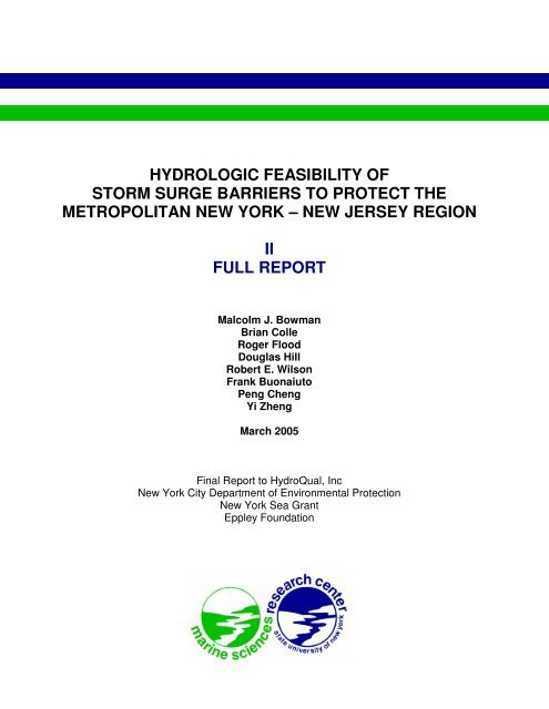 hydrologic feasibility of storm surge barriers to protect the ...