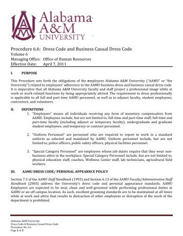 Dress Code and Business Casual Dress Code - Alabama A&M ...