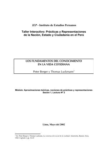 los fundamentos del conocimiento en la vida cotidiana - Cholonautas