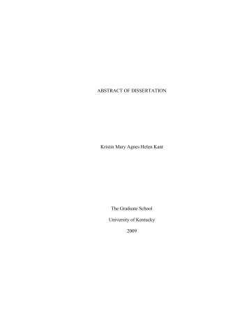 ABSTRACT OF DISSERTATION Kristin Mary Agnes Helen Kant The ...