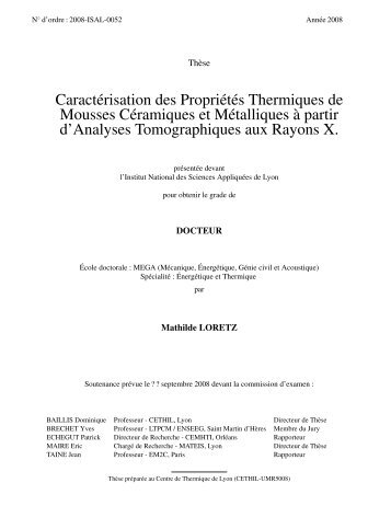 Caractérisation des propriétés thermiques de mousses céramiques et