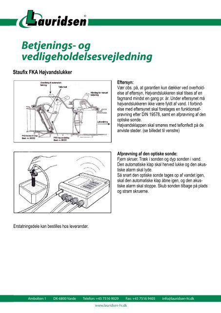 Montagevejledning - Lauridsen Handel og Import A/S