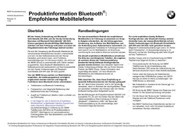 Produktinformation Bluetooth : Empfohlene Mobiltelefone - Siol