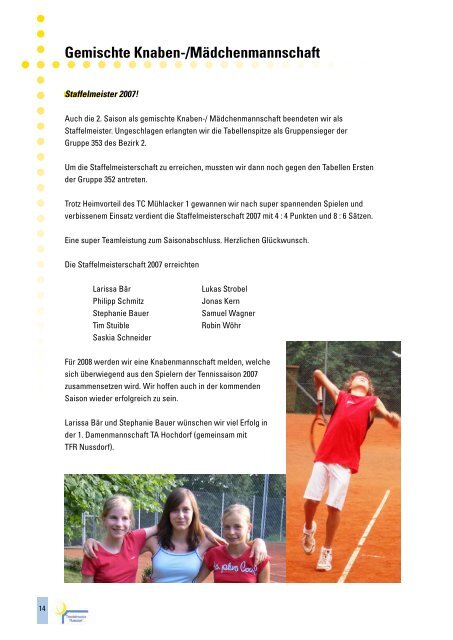 Tennis-Zeitung 2008 - Tennisfreunde Nussdorf eV