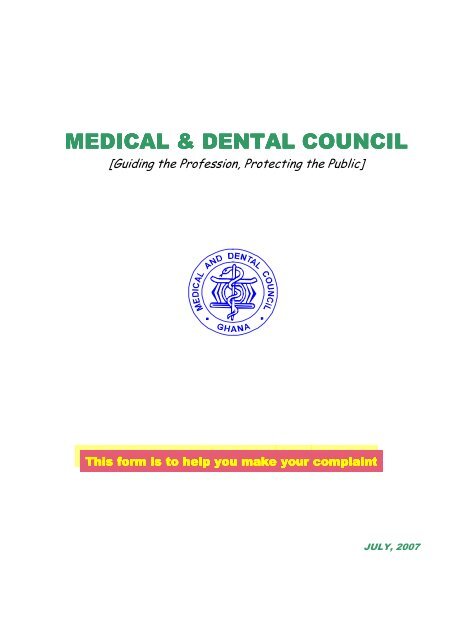 COMPLAINT FORM.pdf - Medical & Dental Council Ghana