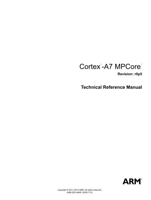 Cortex-A7 MPCore Technical Reference Manual - ARM Information ...