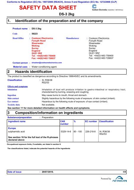 Safety Data Sheet DS3