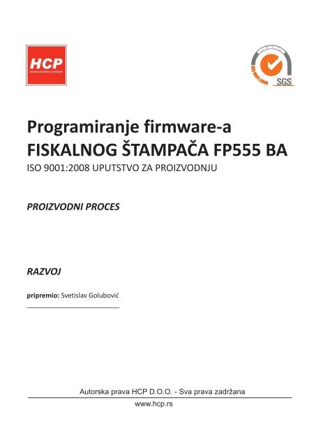 Programiranje firmvera FP555 postupak - HCP doo