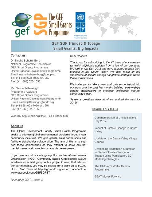 GEF Newsletter 4th Edition - UNDP Trinidad and Tobago