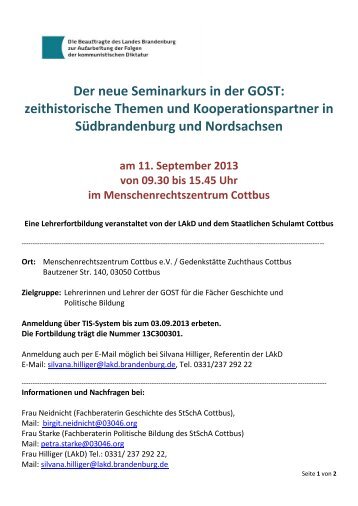 Der neue Seminarkurs in der GOST: zeithistorische Themen und ...