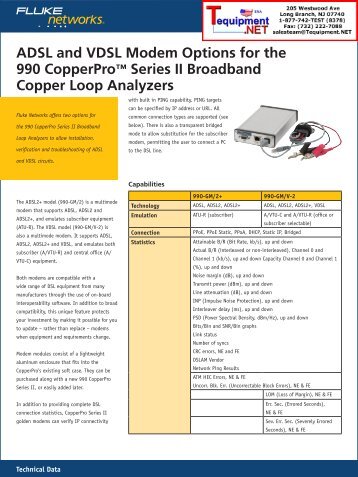 ADSL and VDSL Modem Options for the 990 ... - Fluke Networks