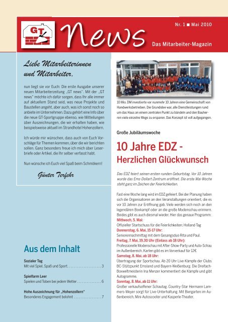 GT News Das Mitarbeiter-Magazin Nr.01 Mai 2010 - Günter Terfehr ...
