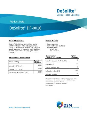 DeSoliteÂ® DF-0016 - Fiber Optic Center, Inc.