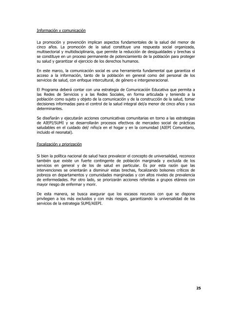 plan nacional de salud integral para el niño y niña menor de cinco ...