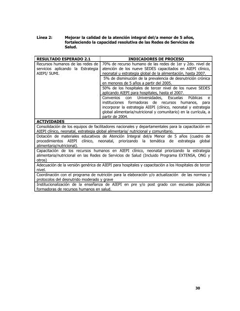 plan nacional de salud integral para el niño y niña menor de cinco ...