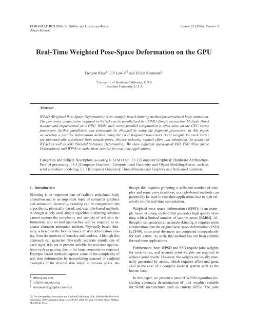 Real-Time Weighted Pose-Space Deformation on the GPU