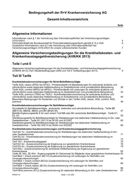 Bedingungsheft der R+V Krankenversicherung AG Gesamt ...