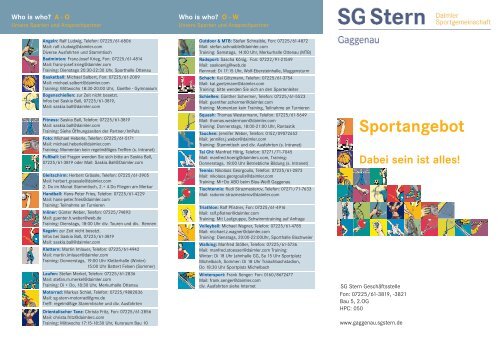 Sportangebot - SG Stern Gaggenau