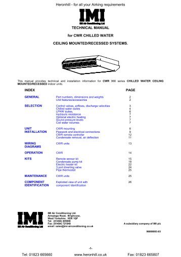 TECHNICAL MANUAL for CWR CHILLED WATER CEILING ...