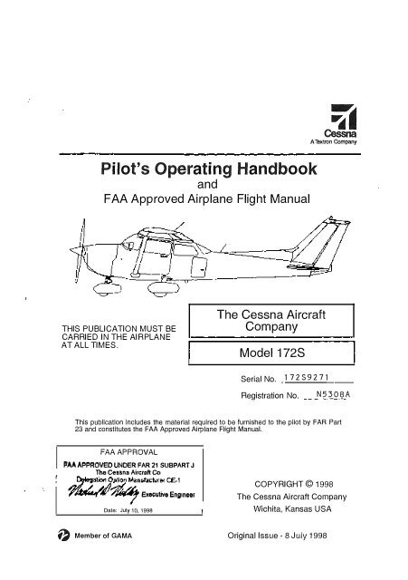 Pilot S Operating Handbook At Option Manufacturer CE 1