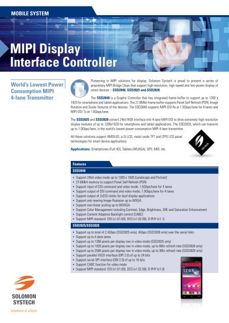 MIPI Display Interface Controller - Solomon Systech Limited