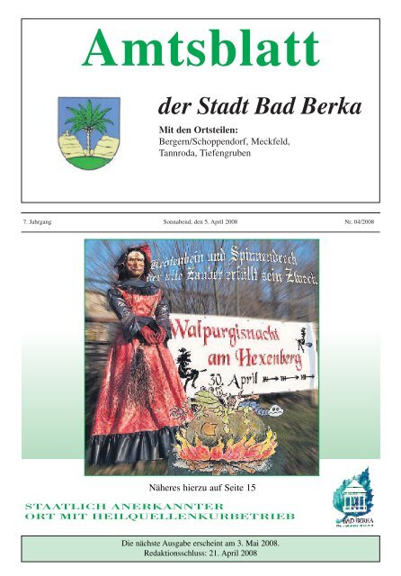 Amtsblatt der Stadt Bad Berka - Kurstadt Bad Berka