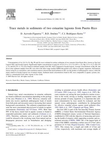 Trace metals in sediments of two estuarine lagoons from Puerto Rico