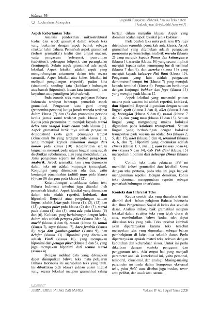 Vol. IV No. 1 April 2008 - USUpress - Universitas Sumatera Utara