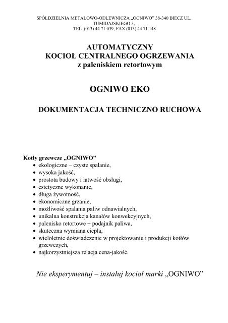 DTR OGNIWO EKO - FUEGO.pl