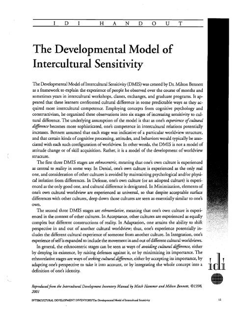 Stages Of Developmental Model Of Intercultural Sensitivity 43 Off Stages Of Developmental Model Of Intercultural Sensitivity 43 Off