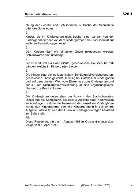 620.1 Reglement für Kindergärten - rss.stadt-schaffhausen.ch