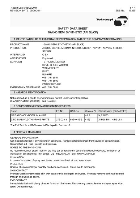 SAFETY DATA SHEET Shell Rimula Light Duty LD4 Multi 15W-40, 56% OFF