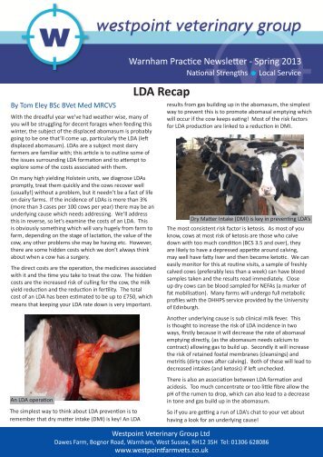 LDA Recap - Westpoint Veterinary Group