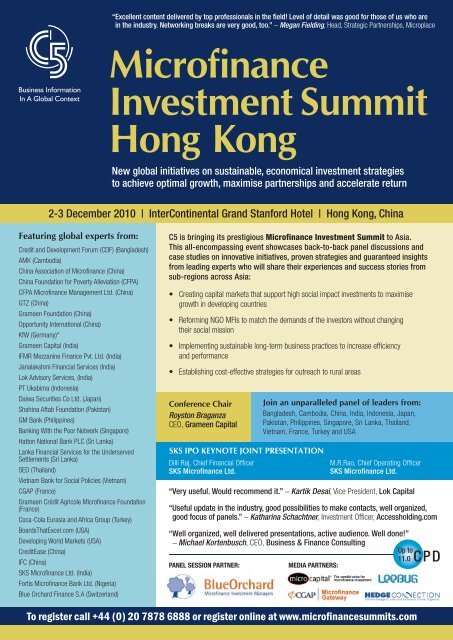 Microfinance Investment Summit Hong Kong - C5